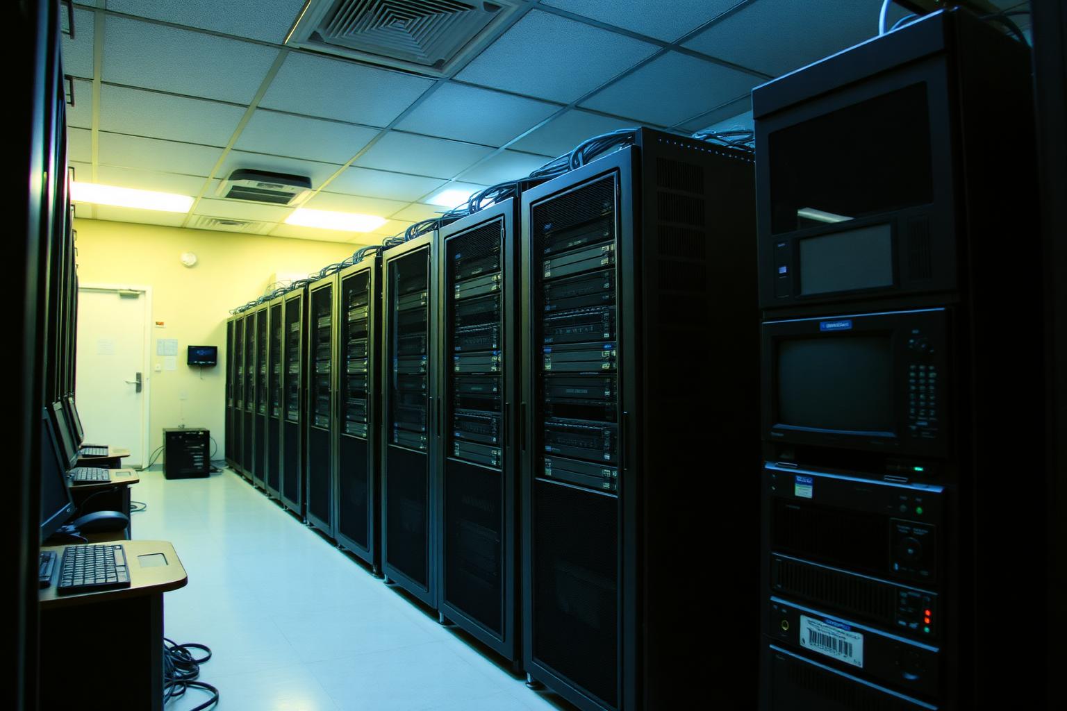 Sala server di metà anni Duemila con armadi rack